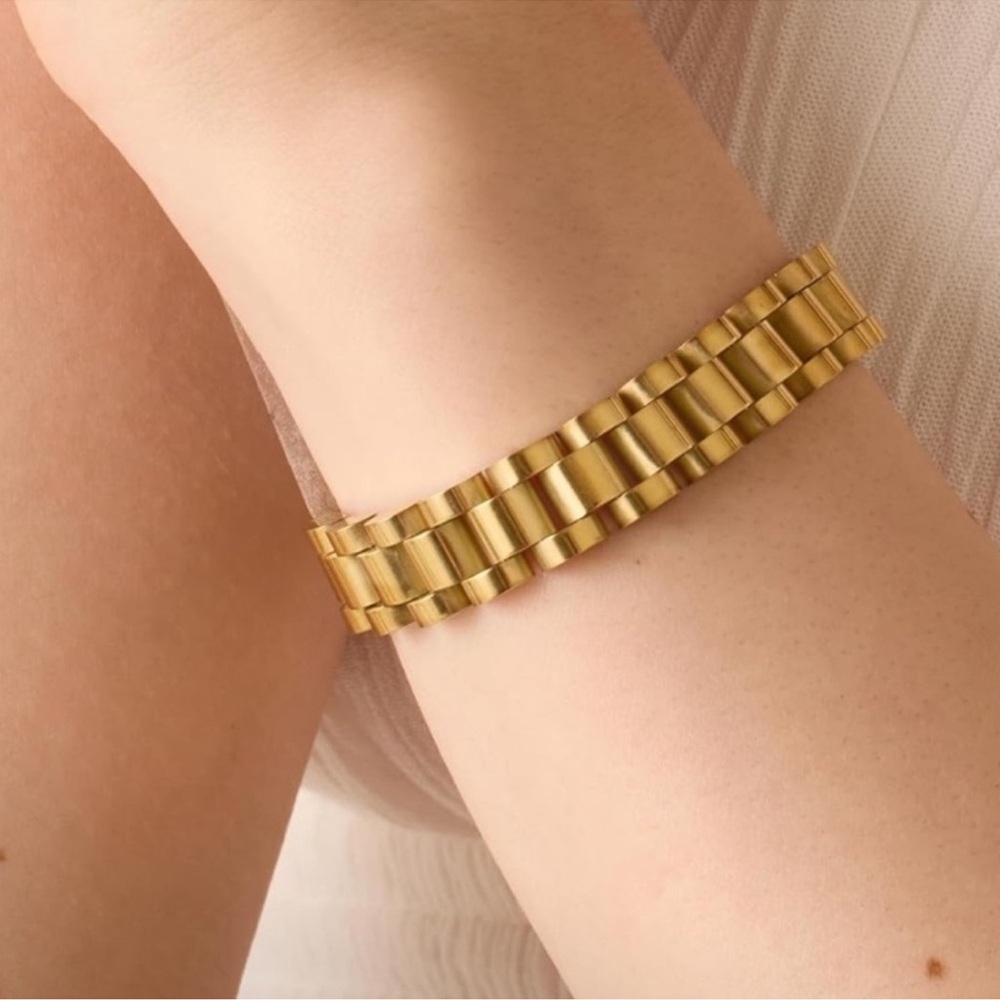 Modern Gold Stainless Steel Waterproof Watch Strap Chain Gold Bracelet